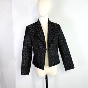 Alberto Makali | Black Leopard Baddie Glam Metallic Distressed Jacket | Sz S